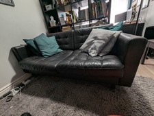 IKEA Black Two Seater Leather Sofa  LANDSKRONA