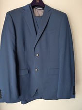 Next boys size 40R navy blue 3 piece blazer waistcoat trousers suit