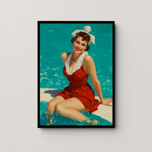 Vintage bathing belle woman - vintage,
