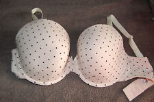 Peach With Black Spots Moulded Cup Plunge Bra  Marks and Spencer Size 32D BNWOT