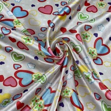 Retro Love Hearts Satin Fabric