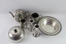 Silver Plate Ware Tea Service Floral Detail Large Muffin Tin Vintage 2954g