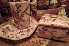Vintage Ceramic Bathroom Set, Lisbeth Dahl Copenhagen,  Early Victorian Style 