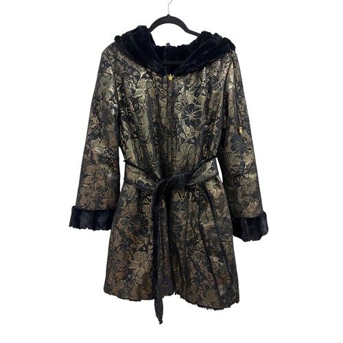 Reversible hooded coat - coat, gold