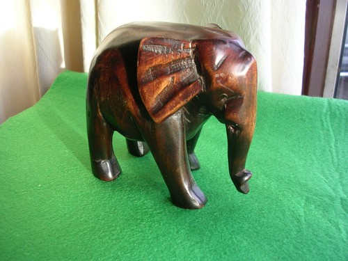 Hand carved wooden elephant - carved,