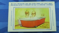 Saucy Vintage Bamforth Comic Postcard 1929 Austin 7 Two Seater Car Bath No 2821