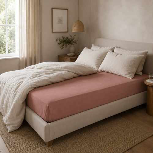 Terracotta percale cotton - terracotta,