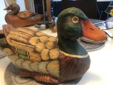 PAPER MACHE DUCK DRAKE VINTAGE ANTIQUE MALLARD DECOY Folk Art
