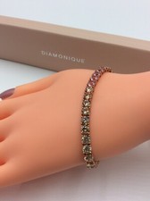 STUNNING STERLING SILVER 925 QVC ROSE GOLD DIAMONIQUE MULTICOLOURED CZ BRACELET