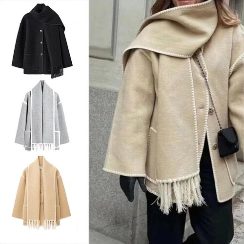 New fringed scarf collar - collar, wool