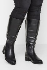 Yours Curve Plus Size Stretch Knee High Leather Boots