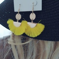 new Primark earrings yellow gold tone tassel summer dangly