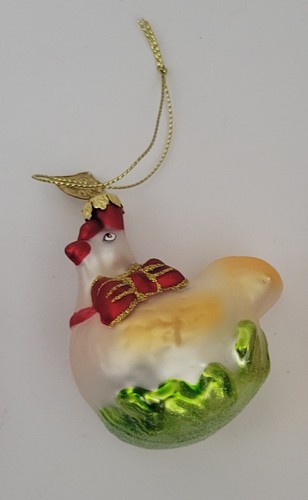 Blown glass chicken hen - blown,