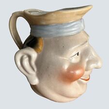 Sarreguemines Majolica Face Farmer Jug Pitcher Germany 9” Antique Weird