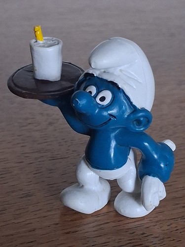 Vintage smurf waiter figure - vintage,