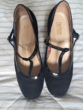 HOTTER MICHELLE BLACK SUEDE T-BAR SHOES 2.5" HEEL UK7 EU 41 STD