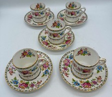 Royal Grafton Malvern Fine Bone China Set of 5 Tea Cups & Saucers Floral Pattern