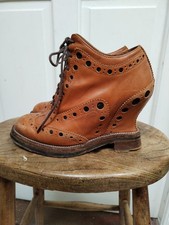 Stunning Acne Studios Brown Leather Lace Up Brogue Style Shoes Size UK 4