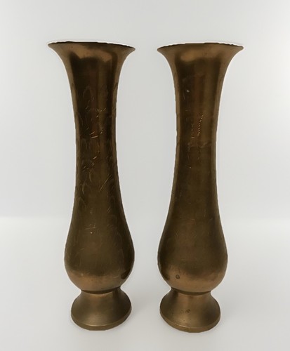 Pair tall brass vases - pair,
