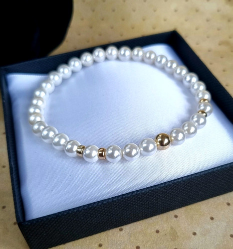 Mens pearl bracelet 14kt - pearl,