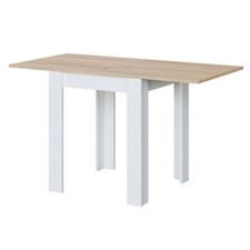 White and Light Oak Effect Extending Dining Table Small Kitchen Furniture