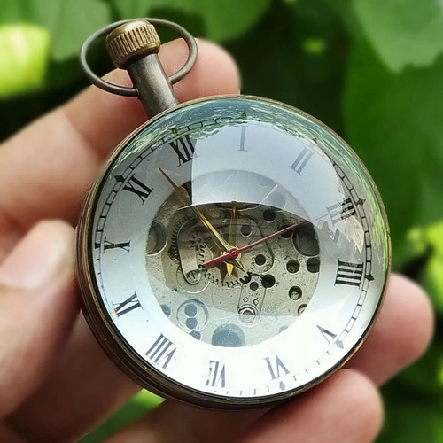 Antique brass ball desk clock - desk,