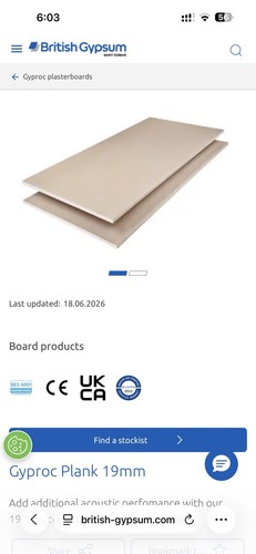 Gyproc plank 19mm gypsum - plank,