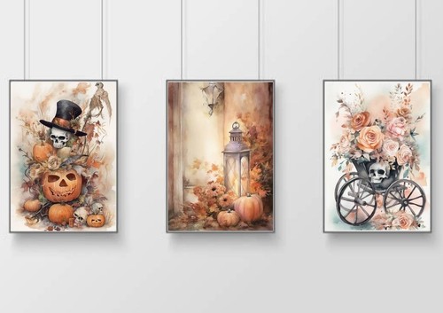 Halloween autumn skull print - halloween,