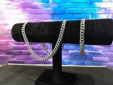 Platinum Tone Iced Curb Chain
