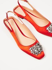 Zara Orange Satin Slingback