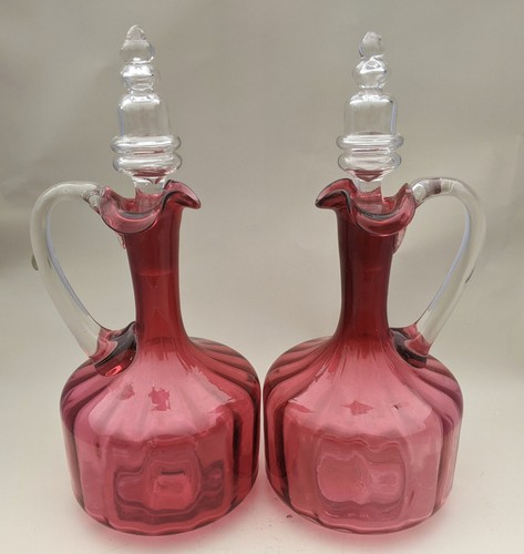 Pair antique cranberry - pair, of
