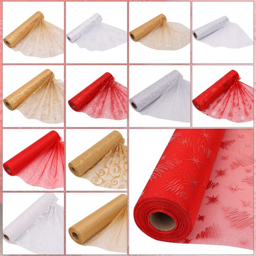 25m christmas organza - christmas, fabric