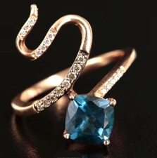 Le Vian 14K Rose Gold London Blue Topaz and Diamond Ring Snake Size 6.75
