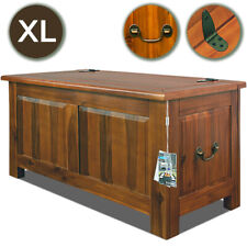 Wooden Storage Chest Trunk Ottoman Acacia Wood Blanket Box Bedding Towel 180L