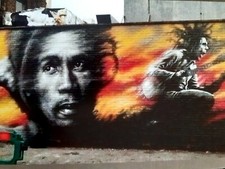 Art Postcard Street art ltd edition of just 10 print house "Bob Marley - Jammin"