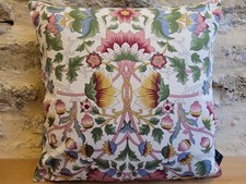 William Morris Vintage Lodden Pink Cotton & Green Velvet Fabric Cushion Cover