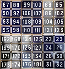 Large blue vintage French house numbers enamel on steel 100 to 199 new old stock