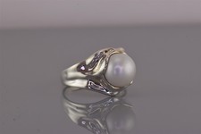 Hagit Gorali Sterling Silver White Pearl Modernist Band Ring Israel 925 Sz: 7
