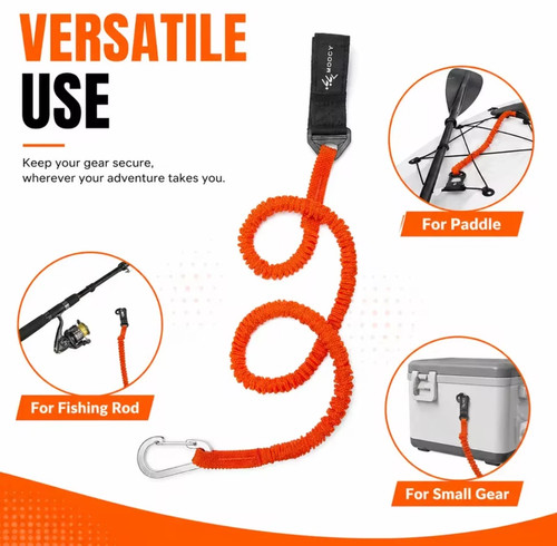 Coiled paddle leash - leash, orange