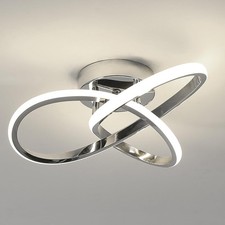 30W LED Ceiling Light Silver Chandelier Bedroom Neutral White Ceiling Lamp 30cm