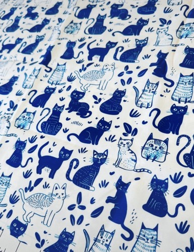 Blue white cat - white, scandinavian