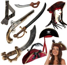 Pirate Fancy Dress Costume Hat Sword Weapon Cosplay Sash Halloween Seven Seas