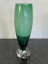 Green art glass vase - vase, clear