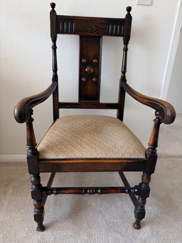 Antique oak hall chair carved - antique,