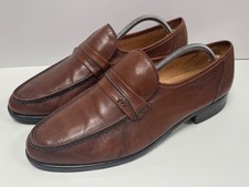 GRENSON Brown Leather Loafers UK 10 Mens True Moccasin Slip On Handmade Shoes