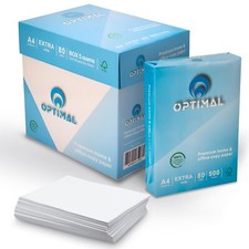 OPTIMAL  A4 80 GSM WHITE PRINTER COPY PAPER 5 REAMS 2500 SHEETS OFFICE PAPER BOX