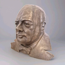 Sir Winston Churchill Chalk Ware Portrait Bust 25cm x 28cm