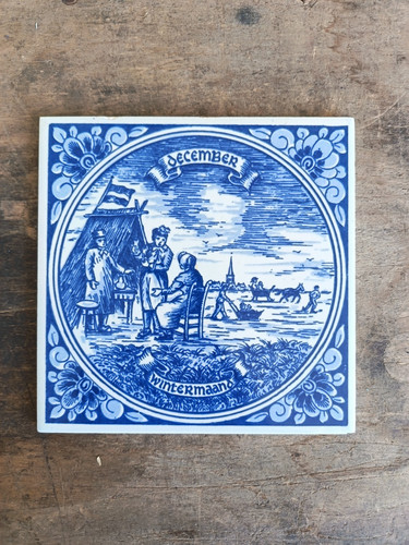 Vintage delft blauw december - vintage,