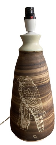 Pottery lamp base - pottery, goshawk