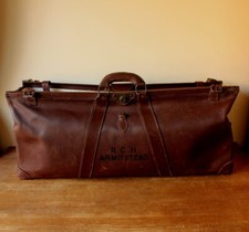 Antique Leather Lilywhites Stuart Surridge Cricket Kit Bag. Large Coffin Holdall